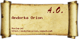Andorka Orion névjegykártya